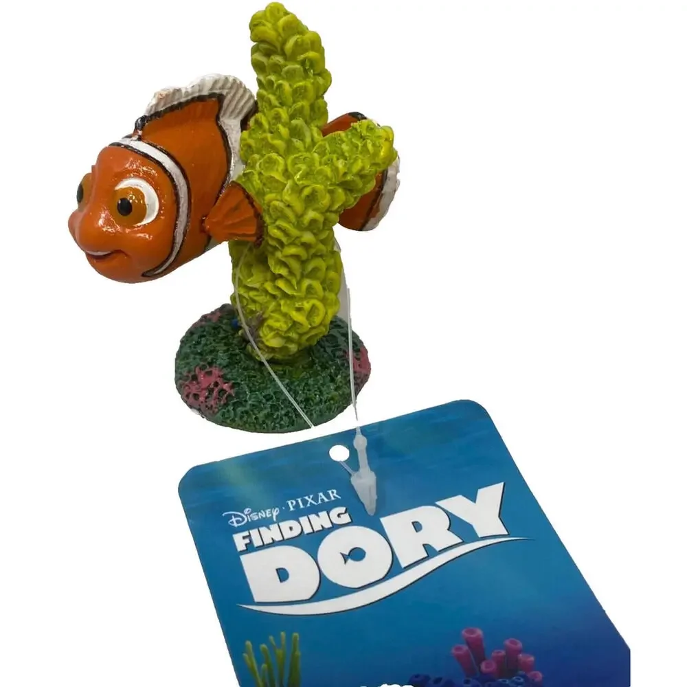 PENN PLAX Disney Pixar Finding Dory NEMO w/GREEN CORAL RESIN Aquarium Ornament